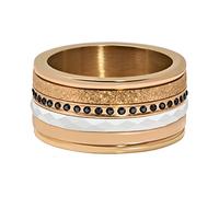 Quiges Or Rose Acier Inoxydable Oxyde de Zirconium Multicolore Combinaison Combinee Bague Solitaire Empilage avec 4 Anneaux Intérieurs et 1 Bague de Base Lot Set 20mm (63)