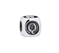 Quiges Pendentif en argent sterling 925 3D avec lettre Q - Sans nickel - 9 mm x 8 mm - Noir/argenté - Pour bracelets et colliers