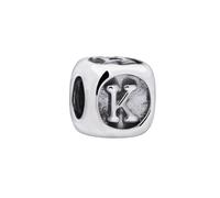Quiges Pendentif en argent sterling 925 avec lettre K 3D, sans nickel, 9 mm x 8 mm, noir et argent, pour bracelets et colliers