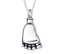 Quiges Pendentif funéraire Memorial Cremation en acier inoxydable - Pendentif de pied en frêne avec collier réglable de 46 à 52 cm, 46-52 Centimeter, Acier inoxydable, Pas de gemme