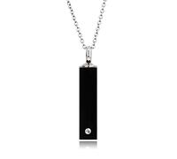 Quiges Pendentif Unisex Memorial Urne pour les Cendres Flacon Noir en Acier Inoxydable avec Collier de Chaîne Réglable de 46 à 52 cm