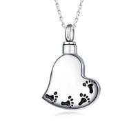 Quiges Pendentif urne funéraire en acier inoxydable avec pendentif en forme de cœur en frêne avec collier réglable 46-52 cm, 46-52 Centimeter, Acier inoxydable, Pas de gemme