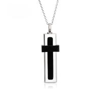 Quiges Pendentif urne funéraire en forme de capsule en acier inoxydable - Avec collier réglable de 46 à 52 cm, 46-52 Centimeter, Acier inoxydable, Pas de pierre précieuse