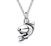 Quiges Pendentif urne funéraire Memorial en acier inoxydable avec pendentif en frêne en forme de cœur en robe pour crémation avec collier réglable 46-52 cm, 17,5, Acier inoxydable, Pas de gemme