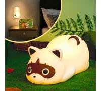 QUIGO Veilleuse rechargeable pour bébé, lampe de chevet tactile à DEL à intensité variable pour chambre à coucher, décoration murale pour chambre à coucher, jouet pour bébé raton laveur, lampe de