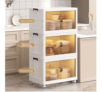 QUIIENCLEE 60 x 36 x 102cm-3 étages Boites Organisateur de Rangement Plastiques Pliable ,Colonne de Rangement, Meuble de rangement