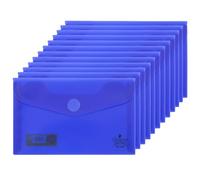 Quijote Paper World Lot de 12 enveloppes en plastique bleu foncé avec fermeture Velcro, pour classement, école, bureau ou université - 15 x 9,5 cm