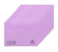 Quijote Paper World Lot de 12 enveloppes en plastique Lilas - Packs chemises en plastique, fermeture velcro, pour classement, classement et transport à l'école, au bureau ou à l'université - 25 x 18