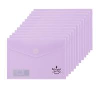 Quijote Paper World Lot de 12 enveloppes en plastique Lilas - Packs chemises en plastique, fermeture velcro, pour classement, classement et transport à l'école, au bureau ou à l'université - 17 x 12