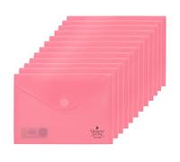 Quijote Paper World Lot de 12 pochettes en plastique rose pastel avec fermeture Velcro, pour classement, école, bureau ou université 25 x 18 cm