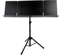 QUIK LOK - MS/320 Pupitre d’orchestre, Pupitre en acier avec plateau pliable, Largeur 3 pages, Peinture cuite anti-rayures et anti-reflets, Noir émaillé