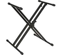 QUIK LOK - QL/746 Support professionnel en X pour clavier, Niveau unique, Cadre double, Avec système de verrouillage à disque, Couleur noire