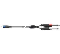 QUIK LOK - SX/30-K Câble adaptateur 3 m Mini-jack stéréo 3,5 mm vers 2 x Jack mono 6,3 mm, Série STRIX, Noir