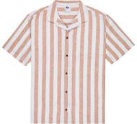 Quiksilver - Chemise en coton biologique et chanvre - Sunset Song SS Shirt Bone White Stripes Sunset pour Homme en Coton - Taille XL - Beige Beige XL