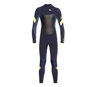 Quiksilver Combinaison pour enfant Syncro Plus avec fermeture éclair sur la poitrine de 3/2 mm, Bleu foncé bleu iode/sécurité, 12