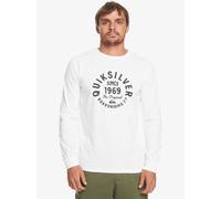 Quiksilver Mens LS Cotton Crew Neck T-Shirt ~ Circled Script blanc