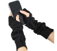 Quilax 1 paire de gants grunge en tricot, gants côtelés, chauffe-bras thermiques, vêtements Emo, accessoires grunge pour filles et garçons qui aiment le style rock, Noir , M