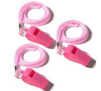 Quilax Lot de 3 sifflets de sport avec cordon tour de cou - En plastique - Son clair et fort - Pour entraîneurs, arbitres, sports scolaires, football, entraînement de chien, cours de sport