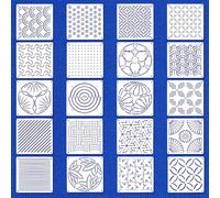 Quilax Sashiko Lot de 20 pochoirs Sashiko - En plastique - 13 x 13 cm - Stabilisateurs de broderie géométriques - Pour matelassage à la main et couture - Motif géométrique