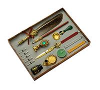 Quill Pen and Ink Set Quill Feather Quill Pen Set Quill Pen Stylo à Dip Quill Pen, Encre, Cire Sceau Sceau pour Arts, Artisanat, cartes