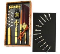 Quill Pen - Kit de stylos à plume vintage | Kit de tampons à sceaux de améliorée avec pointes de rechange - Coffret cadeau de vintage signature