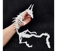 Quille articulée imprimée en 3D, dragon articulé, décoration de panier de Pâques, jouet dragon, figurine décorative, figurine de bureau flexible (blanc)