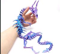 Quille articulée imprimée en 3D pour panier de Pâques, dragon, jouet, figurine décorative, figurine de bureau flexible (bleu poudre)