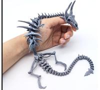 Quille articulée imprimée en 3D pour panier de Pâques, dragon, jouet, figurine décorative, figurine de bureau flexible (argent)