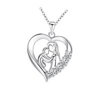 QUILSTM Collier pendentif élégant représentant un cœur symbolisant l'amour | entre une mère et son enfant. Un cadeau tendance pour les mamans et les filles, idéal pour la fête des mères. Bijou pour