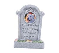 QUILSTM Monument funéraire en résine pour Petits Animaux de Compagnie, Pierre tombale de Jardin Robuste et imperméable. Cadeau de deuil, Gris, Accompagner