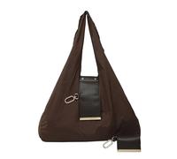 QUILSTM Sac fourre-tout pliable se déplie en quelques secondes Cuir brossé Or Détail de décoration en cuir et tissu Mini sacs extensibles avec porte-clés
