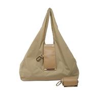 QUILSTM Sac fourre-tout pliable se déplie en quelques secondes Cuir brossé Or Détail de décoration en cuir et tissu Mini sacs extensibles avec porte-clés