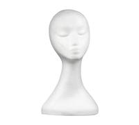 QUILSTM Tête de mannequin en mousse pour femme, présentoir de perruque, robuste et léger, largeur 15,4 cm/6,06 pouces, style F : hauteur 28,3 cm/11,14, Blanc, Modèle A