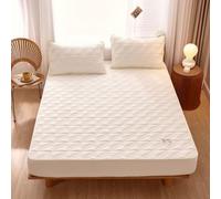 Quilté Protecteur De Matelas Taille Roi Reine Couverture Matelas Antidérapant Envelopper Tout Autour Bande Élastique Feuille Montée avec Poche Extra Profonde De 11In,Beige,100 * 200cmTWIN