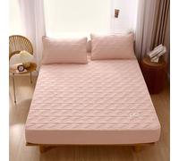 Quilté Protecteur De Matelas Taille Roi Reine Couverture Matelas Antidérapant Envelopper Tout Autour Bande Élastique Feuille Montée avec Poche Extra Profonde De 11In,Pinkb,100 * 200cmTWIN