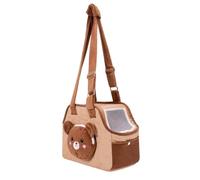 Quilted Cat Carrier Purse, Breathable Pet Shoulder Bag | Durable nylon material, breathable mesh window design, fits for travel, ideal for small pets Marron M