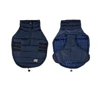 Quilted Down Jacket Wide Collar Velcro Size L/40cm Navy Blue