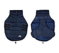 Quilted Down Jacket Wide Collar Velcro Size L/40cm Navy Blue
