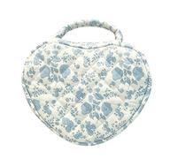 Quilted Floral Coquette Cotton Makeup Case Large Capacity Travel Storage Organizer Cases with Handle for Shopping Travels Car Women Books Lover Gifts (White Orchid) (Style E)