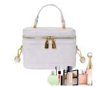 Quilted Handbag - Womens Top Handle Purse for Work Travel and Special Occasions | PU Leather with Zipper Closure, Fashion Carry Bag for Shopping Wedding Date Night Vacation, 6.69X5.12X3.54inch