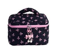 Quilted Makeup Bag Floral Pouch Travel Organizer Protects Cosmetics Enhances Portability Enables Neat Packing for Lipstick Eyeshadow Jewelry Daily Commuting Vacation Carrying