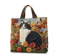 Quilted Tote Bag for Women, Vintage Quilted Bags Shoulder Tote，Cat