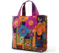 Quilted Tote Bag for Women, Vintage Quilted Bags Shoulder Tote，Flower