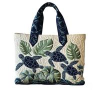Quilted Tote Bag for Women, Vintage Quilted Bags Shoulder Tote，Turtle