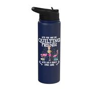 Quilter Gift - Were More Than Just Quilting Friends Flamingo Stainless Steel Insulated Water Bottle