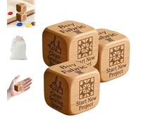Quilter's Decision Dice, 2026 Nouveaux Dés De Décision en Bois Faits Main, Cadeau De Couture Gravé À La Main, 6 Tâches De Quilting Gravées, Outil De Motivation Amusant pour Le Quiltin (3 pièces)