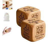 Quilter's Decision Dice, 2026 Nouveaux Dés De Décision en Bois Faits Main, Cadeau De Couture Gravé À La Main, 6 Tâches De Quilting Gravées, Outil De Motivation Amusant pour Le Quiltin (2 pièces)