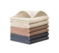 QUILTINA Lot de 6 torchons à Vaisselle en Coton gaufré, 43,2 x 63,5 cm, Beige, Marron, Gris foncé