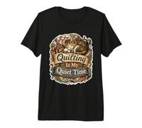 Quilting is My Quiet Time Chat Patchwork T-Shirt Haut de Gamme