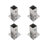 Quincaillerie de bride de base de poteau avec douille carrée, C D | Interface à douille carrée, vis de fixation latérales, matériel en acier inoxydable pour sols et murs, comprend 4
